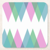 ピンクと緑の三角形 スクエアペーパーコースター (正面)