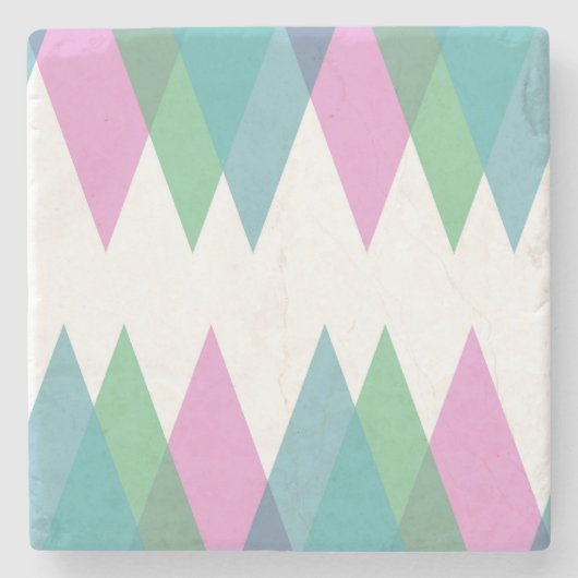 ピンクと緑の三角形 ストーンコースター (正面)