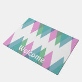 ピンクと緑の三角形 ドアマット (アングル)