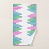 ピンクと緑の三角形 バスタオルセット (ハンドタオル)