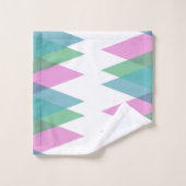 ピンクと緑の三角形 バスタオルセット (ウォッシュタオル)