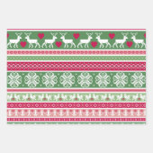 ピンクと緑の北欧トリオ ラッピングペーパーシート (正面)