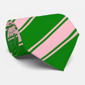 ピンクと緑の厚さと薄い対角線のタイストライププ ネクタイ (ロール)