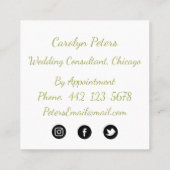 ピンクと緑の名刺の水彩の花 スクエア名刺 (裏面)