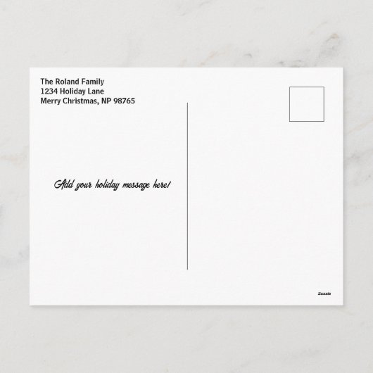 ピンクと緑の名門私立校風のクリスマスツリーの休日の写真 シーズンポストカード (裏面)