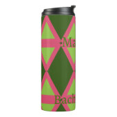 ピンクと緑の幾何学的な花嫁パーソナライズされた付き タンブラー (回転左)