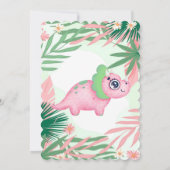 ピンクと緑の恐竜ガーリーの赤ちゃんシャワー 招待状 (裏面)
