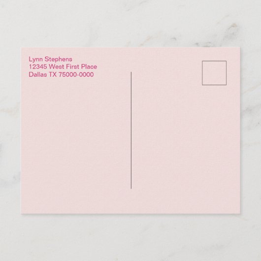 ピンクと緑の懐かしいフローラはがき 案内ポストカード (裏面)