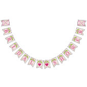 ピンクと緑の懐かしいフローラバンティングバナー バンティングフラッグ (全)