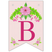 ピンクと緑の懐かしいフローラバンティングバナー バンティングフラッグ (第2の旗)