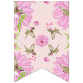 ピンクと緑の懐かしいフローラバンティングバナー バンティングフラッグ (第1の旗)