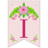 ピンクと緑の懐かしいフローラバンティングバナー バンティングフラッグ (第3の旗)