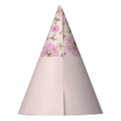 ピンクと緑の懐かしいフローラパーティー帽子 パーティーハット (裏面)