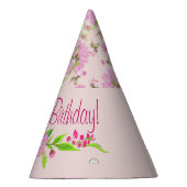 ピンクと緑の懐かしいフローラパーティー帽子 パーティーハット (右)