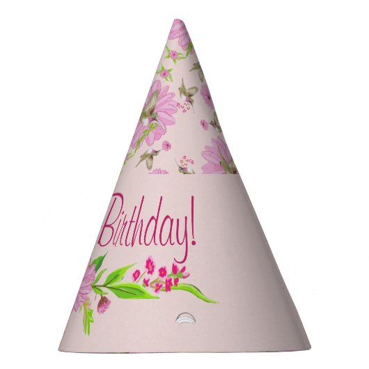 ピンクと緑の懐かしいフローラパーティー帽子 パーティーハット (右)