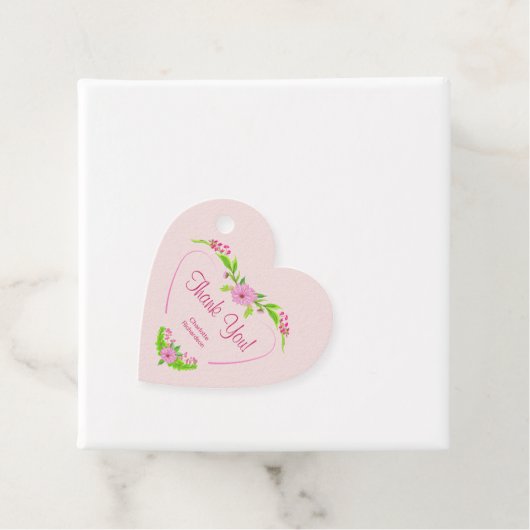 ピンクと緑の懐かしいフローラメッセージカード フェイバータグ (インサイチュ)