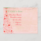 ピンクと緑の木の初めてのクリスマス写真はがき シーズンポストカード (裏面)