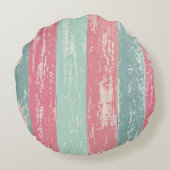 ピンクと緑の木製フェンスのテクスチグランジャ ラウンドクッション (裏面)