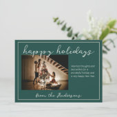 ピンクと緑の格子模様の休日のフォトカード シーズンカード (スタンド正面)