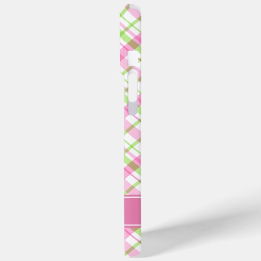 ピンクと緑の格子模様 Case-Mate iPhoneケース (裏面 / 左)