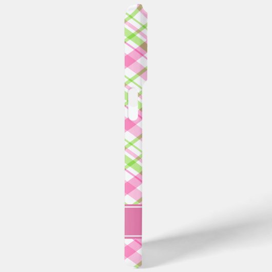 ピンクと緑の格子模様 Case-Mate iPhoneケース (裏面 / 右)