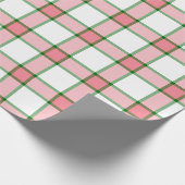 ピンクと緑の格子縞 ラッピングペーパー (角)
