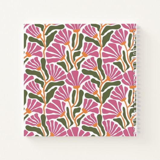 ピンクと緑の植物文様のスケッチ集 ノートブック (裏面)