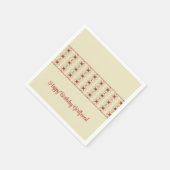 ピンクと緑の模様のクリーム スタンダードカクテルナプキン (角)