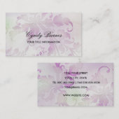 ピンクと緑の水のカラーフローラ 名刺 (正面/裏面)