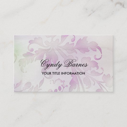 ピンクと緑の水のカラーフローラ 名刺 (正面)