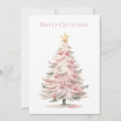 ピンクと緑の水の色のクリスマスツリー シーズンカード (正面)