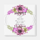 ピンクと緑の水の色のフローラを保存 マグネット (正面)