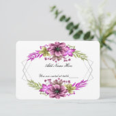 ピンクと緑の水色のフローラ結婚のテーブルカード (スタンド正面)