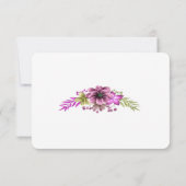 ピンクと緑の水色のフローラ結婚のテーブルカード (裏面)