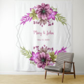 ピンクと緑の水色のフローラ結婚の写真 タペストリー (インサイチュ)