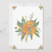 ピンクと緑の水色の結婚式の花 招待状 (裏面)