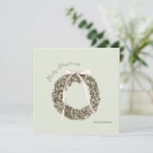 ピンクと緑の水色クリスマスリースカード シーズンカード (スタンド正面)