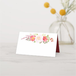 ピンクと緑の水色フローラバラ緑 プレイスカード