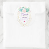 ピンクと緑の水色多肉質キャンドルソープ ラウンドシール (バッグ)