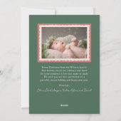 ピンクと緑の波状フレーム2写真クリスマス シーズンカード (裏面)