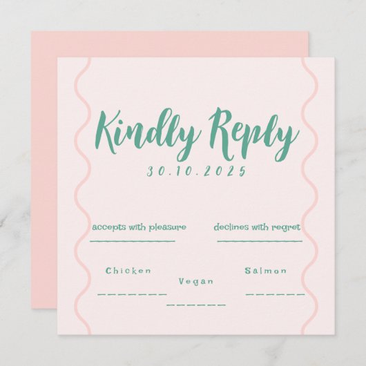 ピンクと緑の波状結婚の (正面/裏面)