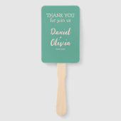 ピンクと緑の波状結婚の ハンドファン (正面)