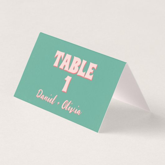 ピンクと緑の波結婚状の表の番号 (正面)