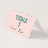 ピンクと緑の波結婚状の表の番号 (裏面)