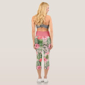 ピンクと緑の熱帯性花 カプリレギンス (裏面)