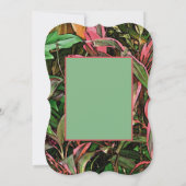 ピンクと緑の熱帯植物/フラットサンキューカード 招待状 (裏面)