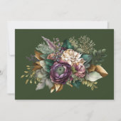 ピンクと緑の牡丹の多肉質リハーサルディナー 招待状 (裏面)