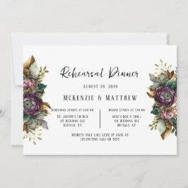 ピンクと緑の牡丹の多肉質リハーサルディナー 招待状