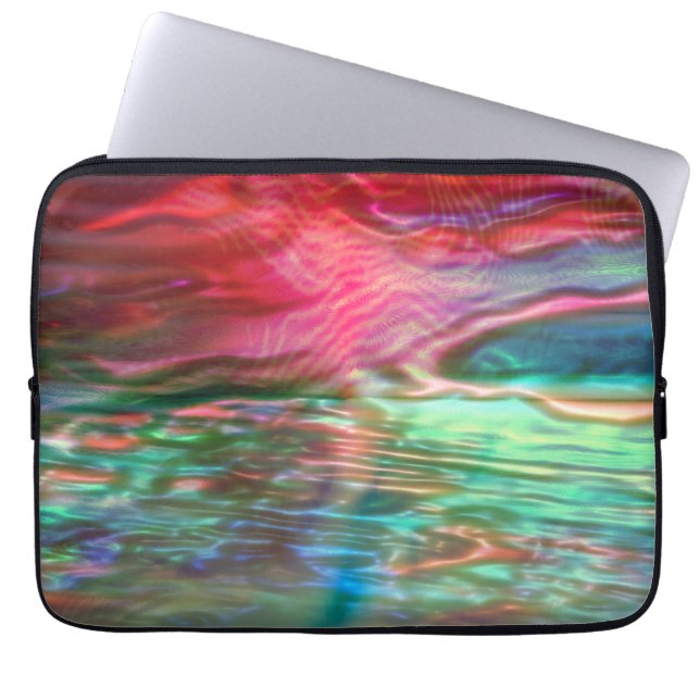 ピンクと緑の真珠のような仮想テクスチャ ラップトップスリーブ (正面)