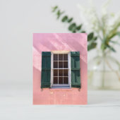 ピンクと緑の窓セントオーガスティンフロリダの写真 ポストカード (スタンド正面)